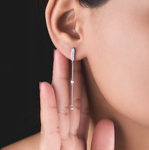 Pendientes de cadena de oro rosa modernos, joyería de moda colgante largo para fiestas nocturnas y ocasiones especiales de la India - Product Image 4