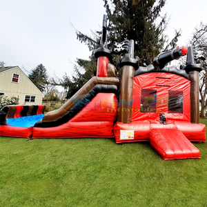 Castillo inflable pirata húmedo o seco con tobogán, castillo inflable comercial para niños - Product Image 4