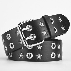 <span class=keywords><strong>Cintura</strong></span> Alternativa alla Moda con Doppia Fila di Stelle Gotiche, <span class=keywords><strong>Cintura</strong></span> con Occhielli per Pantaloni Cargo, in Denim e Pelle PU, Stile Western Chic con Borchie - Product Image 3