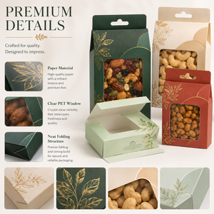 Nouvelles Boîtes d'Emballage Personnalisées pour Fruits Secs avec Fenêtre, en Papier, pour Snacks, Amandes Sucrées, Noix de Cajou – Idéales pour les Boutiques - Product Image 3