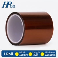Ruban d'isolation haute température en polyimide (PI) avec adhésif silicone, résistant à la chaleur, masquant, largeur 100 mm, longueur 30 m, épaisseur 0,055 mm