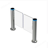 Porte coulissante en verre pleine hauteur JSD-S12, tourniquet à lecteur de carte, contrôle d'accès, acier inoxydable 304, bidirectionnel