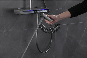Affichage numérique <span class=keywords><strong>de</strong></span> la température thermostatique Pistolet en laiton gris Bain <span class=keywords><strong>Colonne</strong></span> <span class=keywords><strong>de</strong></span> <span class=keywords><strong>douche</strong></span> pluie - Product Image 4