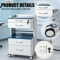 Armoire médicale mobile professionnelle avec 3 tiroirs verrouillables, organiseur dentaire pour clinique et hôpital