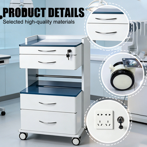 <span class=keywords><strong>Armoire</strong></span> de rangement médical mobile verrouillable à 3 tiroirs pour le stockage d'instruments en milieu hospitalier et clinique - Product Image 5