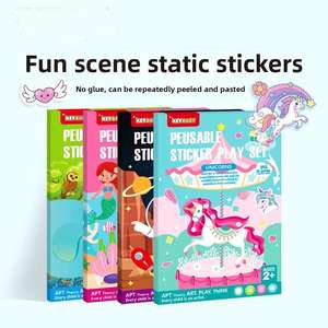 <span class=keywords><strong>Livre</strong></span> de coloriage imprimé pour enfants A3 transfrontalier Puzzle autocollant jouet bébé habillage nouvel autocollant statique carte enfant en bas âge calme - Product Image 2