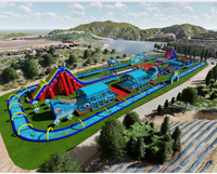 Parc aquatique gonflable commercial sur mesure pour adultes, château gonflable de grande taille, matériau PVC, garantie 1 an, personnalisable