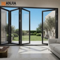 Portes pliantes en aluminium à rupture de pont thermique, étanches, avec verre trempé pour extérieur, porte patio pliante