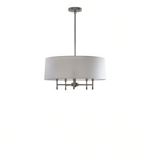 5-Light White Drum Shade Pendant Chandelier 20W LED E26 Soft Warm White Iron <b>Frame</b> Living Room Lighting - Product Image 1