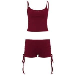 Wholesale Y2K Style Rhinestone Cami Top & Drawstring <b>Shorts</b> Women 2PCS Casual Set - Product Image 6