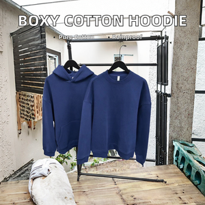 Sweat-shirts à capuche unisexes personnalisés en molleton d'hiver 100% coton doublé, coupe ample pour homme, col montant imperméable - Product Image 2