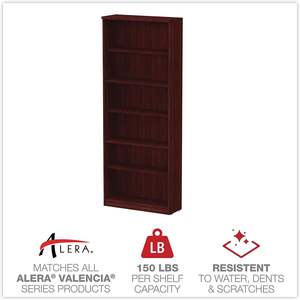 Librería Alera Valencia Series de 6 estantes-ALEVA638232MY 31.75 pulgadas. X 14 pulgadas X 80.25 Pulgadas Acabado en Caoba - Product Image 3