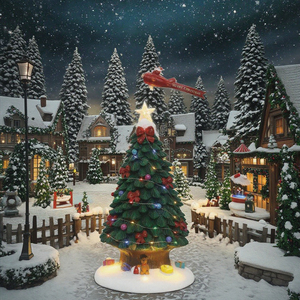 Árbol de Navidad con luz LED intermitente y función de avión en movimiento Escultura de resina Decoración <span class=keywords><strong>navideña</strong></span> - Product Image 3