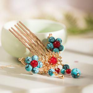 Petit peigne à cheveux de style ancien, épingle à cheveux, ornement capillaire, nouveau style chinois Hanfu, accessoire pour chignon. - Product Image 4