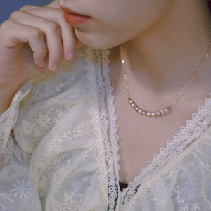 Simple Retro 925 <b>Silver</b> Plated 18K Gold Natural Powder Purple One-Character Collarbone <b>Chain</b> Design Smiling <b>Necklace</b> - Product Image 2