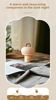 Veilleuse de chevet pour chambre à coucher, respectueuse des yeux, avec fonction de charge, pour l'alimentation des bébés, la décoration, avec luminosité réglable et fonction de vibration
