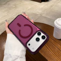 Coque de téléphone magnétique transparente rouge cerise de luxe avec paillettes pour iPhone 18 17 Pro Max, antichoc, protection renforcée