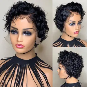 Free Shipping Pixie Closure Cheapest Natural Cuticle Aligned Swiss Virgin Vendors Wholesale Human Hair Wigs Lace Front