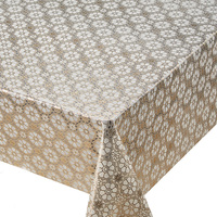 Nappe de table jetable de luxe en PVC, couleur or clair, imperméable et résistante à l'huile, imprimée de motifs floraux, avec logo personnalisé, pour événements de mariage (vente en gros)