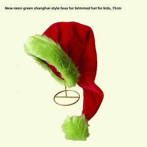 New Arrivals Fluorescent Green Christmas Hat With Frayed Edge Design Holiday Party Accessory | Customizable Option - Product Image 4