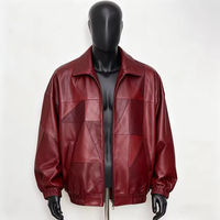 Veste pour homme en cuir PU rouge d'hiver, logo personnalisé OEM, style motard vintage, réversible, épaisse, avec paillettes, de haute qualité