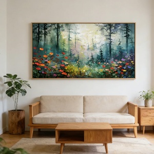 Pintura Texturizada Abstracta de Flores Encantadas del Bosque, 100% Pintada a Mano, Decoración para el Hogar, Obra de Arte Interior - Product Image 5