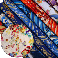 5 Pièces Tissus Japonais 20x25cm Kits Fat Quarters Motifs Floraux Dorés Bronzés Magnifiques pour Couture Manuelle
