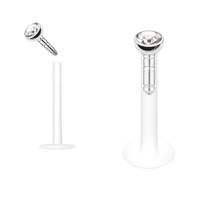 Labret en titane G23 avec tête en cristal flexible Bioflex, piercing en cristal coloré Bioflex