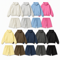 Offre Spéciale – Ensemble Homme Imprimé Coupe-Vent Décontracté en Polaire avec Cordon de Serrage, Coupe Ample et Carrée, en Coton et Polyester, 500G – Sweat à Capuche et Short Oversize