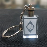 Porte-clés de voiture personnalisé en verre et cristal avec lumière LED rectangulaire 3D, logo du drapeau du Brésil imprimé UV, gravé au laser