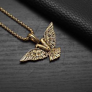 Búho de doble cabeza Hip Hop Animal Punk Pvd Acero inoxidable impermeable colgante joyería de moda collares para hombres hombre al por mayor - Product Image 4