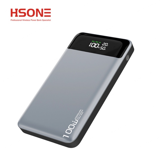 HSONE 100W 20000mAh Ultra Slim Li-Polymer Power Bank Power+ Portable Charger USB C 3-Port PD3.0 Digital Display Fast Recharge