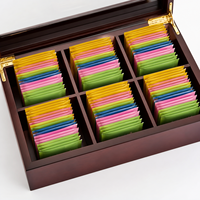 Boîte de rangement en bois pour sachets de thé, très vendue, avec couvercle en verre, pour la maison, la cuisine, l'hôtel, le bureau