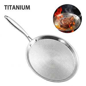 Poêle à crêpes antiadhésive en titane martelé de 30 cm, poêles à pizza et à steak en titane non toxique, compatibles avec toutes les plaques de cuisson - Product Image 1