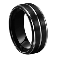 Bague de mariage martelée en carbure de tungstène plaqué noir 8 mm pour homme - Vente en gros de bijoux par Cheng Jewelers