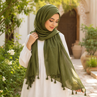 Écharpe en voile unie bleu sarcelle, douce et respirante, 95x180cm, teinte unie, châle d'été à franges, Bufanda, Hijab turc à franges de Dubaï