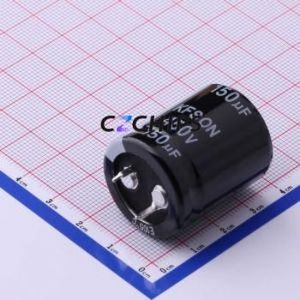 KN151M45025*30A Snap-in Aluminum Electrolytic Capacitor Through hole Component (THT),D25xL30mm 150uF 20% 450V 10mm - Product Image 1