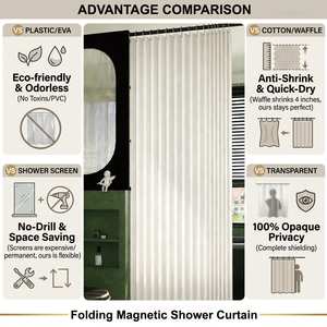 Mansion Design <span class=keywords><strong>Rideau</strong></span> de douche magnétique 94'' à accordéon peu encombrant pour salle de bain de luxe à plafond haut en polyester - Product Image 2