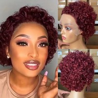 Perruques Courtes Pixie Curls 100% Cheveux Humains 13x4 13x1 Lace Frontal, Perruque Courte Bob Pixie en Cheveux Humains, Perruque Transparente Lace Front en Cheveux Humains