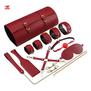 10pcs Sexy Lingerie Exotic Accessories Adjustable PU Leather BDSM Sex Bondage Set Handcuffs Whip Rope Sex Toys for Couples