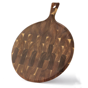 Planche à découper ronde en bois d'acacia à grain traversant, avec poignée, pour cuisine, pain, pizza, charcuterie – Meilleure vente - Product Image 1