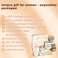 Coffret Cadeau Bien-être 9-en-1 : Bougie de Soja, Gobelet, Pastille de Douche, Chaussettes, Plante Succulente – Cadeaux de Baby Shower pour Invités, Boîte Cadeau de Remerciement Personnalisée