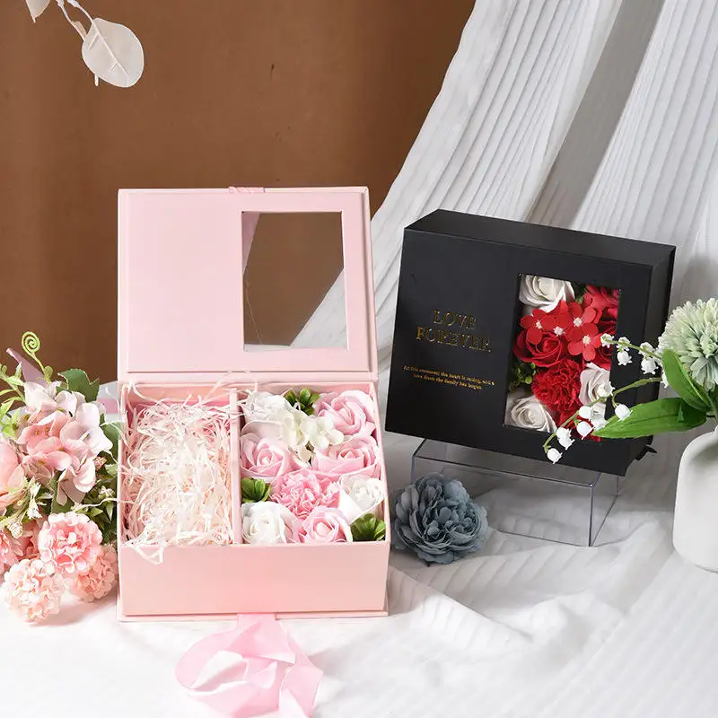 Muttertag Valentinstag Blume Geschenk box Halb offenes Fenster Blumen schmuck Verpackungs box Ewige Blumen box
