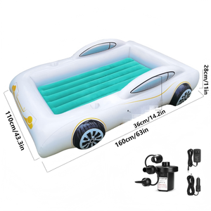 White Car Shaped Kids <b>Inflatable</b> Travel Bed for Toddlers Camping Home Car Use - Product Image 6