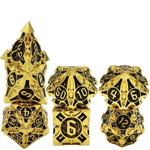 Dés en métal personnalisés en gros pour DND, ensemble de dés carrés D6 <span class=keywords><strong>D12</strong></span> D20, runes affûtées, dragon, ville souterraine, dés de jeu de table - Product Image 3