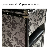 Coiffeuse de luxe vintage pour chambre à coucher avec miroir rabattable, tiroirs et finition en cuir véritable tressé de fil de cuivre, pour hôtels et appartements, avec rangement