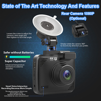 Dashcam 4K UHD WIFI GPS 2 pouces Auto Dvr Recorder IPS Screen MP4 3D G sensor De Seguridad Camcorder voiture boîte noire avec caméra arrière