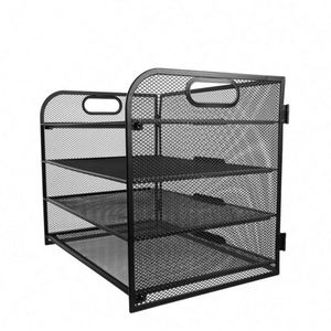 3 Tier Paper Organizer with Handle Metal Desk Organizer Mesh Paper Letter <b>Tray</b> Desktop <b>File</b> Folder Document Sorter - Product Image 4