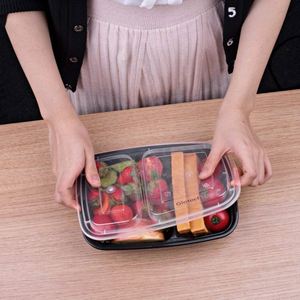 Contenants de préparation de repas réutilisables de 32 oz, contenants alimentaires à 2 compartiments avec couvercles, contenants à emporter - Product Image 3