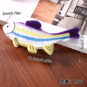 Pince <span class=keywords><strong>à</strong></span> cheveux personnalisée en acétate, motif poisson de dessin animé amusant, grande pince <span class=keywords><strong>à</strong></span> cheveux personnalisée en forme d'animal marin pour femmes - Product Image 4